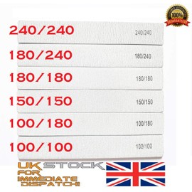 8X Nail Files Zebra Shape Square (Rectangle) Chose GRIT Double Sided Emery Board (GRIT 100/180)