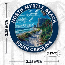 North Myrtle Beach South Carolina Pin Button 2.25 inch 2-Pack – Pinback Button for Jeans Pants Shirt Backpack – Pins for Clothes Hat Cap ID45000