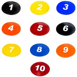 TNZMART 9 Inch Spot Markers Multicolor Number Football Yard Markers Anti-Slip Floor Spot Markers for Soccer Training 10 Pcs