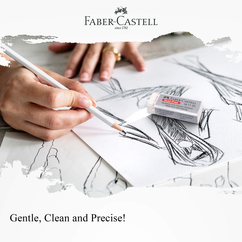Faber-Castell Dust-free White Eraser (Box of 20) - Soft Erasing,