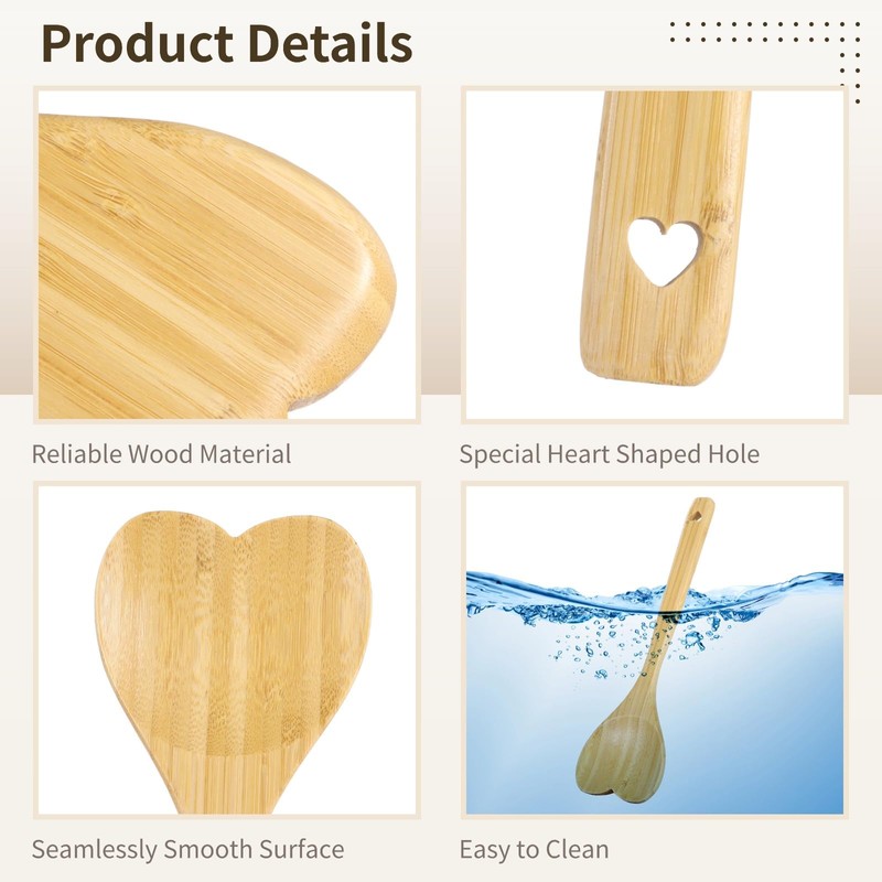 8 Pcs Heart Shaped Wood Spoons, 11.8 in Kitchen Serving