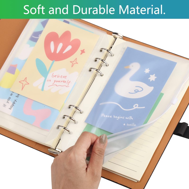 EKKONG A5 Binder Pockets, 6 Holes Zip Folder, Waterproof, Zip