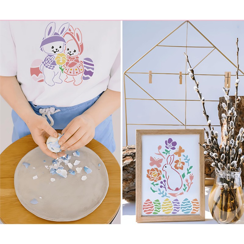 25 Pieces Easter Stencils Easter Theme Templates Reusable Plastic Drawing