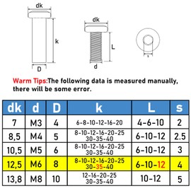 GUEEYUAW Connecting Screws M6 × 35 mm 304 Stainless Steel A2 V2A Sleeve Screws Furniture Screws Pack of 10