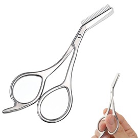 Deiboun Eyebrow Scissors, Eyebrow Scissors, Eyebrow Scissors with Comb, Eyebrow Scissors, Premium Stainless Steel for Eyebrow Care, Beginners, Safety Design, Unisex Eyebrow Comb