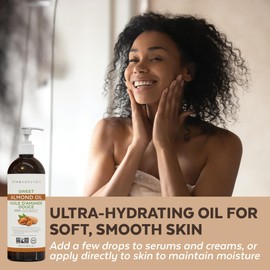 Viva Naturals Viva Naturals Sweet Almond Oil - 100% Pure Hair and Skin Softener, Non-Greasy Massage Oil, Carrier Oil for Essential Oils, Expeller-Pressed Almond Oil for Hair and Body, Non-GMO, 16 fl oz