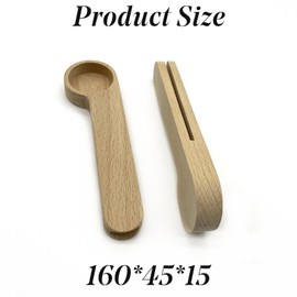 2 in 1 Wooden Coffee Scoop and Bag Clip - 1 Tablespoon Solid Beech Wood Measuring Scoop - Espresso Bags Sealer - Suitable for Ground Beans, Coffee Beans and Loose Tea