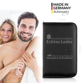 Solingen Mega 12-Piece Manicure Set - Nail Set for Men and Women with Everything You Need for Manicures and Pedicures in High-Quality Genuine Leather Case