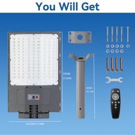 8500W Solar Street Lights Outdoor, 550000LM 7000K Solar Parking Lot Lights Dusk to Dawn 35000mAh IP67 Waterproof Pole Security Flood Lamps with Motion Sensor and Remote for Yard, Garage, Driveway