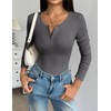 Zeagoo Long Sleeve Ribbed Shirts for Women Casual Button Crew