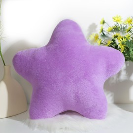Herfair Cuddly Cushion Children's Star Cushion, Soft Fluffy Star Shape Decorative Cushion Sofa Cushion, Plush Cushion, Decorative Cushion for Children's Room, Bedroom Decoration (Purple, 40 cm)