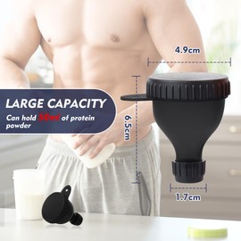 TEESSUE TEESSUE 2 Pcs Protein Powder Container, Portable Protein Powder Travel Container, Protein Powder Funnel, Water Bottle Funnels for Powder Mixes, Pre Workout/Gym Supplement Funnel Keychain (50ml)