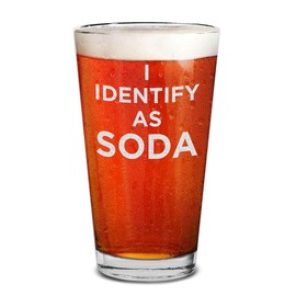 shop4ever I Identify as Soda Funny Laser Engraved Beer Pint Glass 16 oz. Funny Sarcastic Gift for Him
