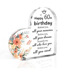 60th Birthday Gifts for Women, 60th Birthday Gifts for Her, 60th Birthday Gifts for Women Keepsake, Acrylic Plaque 60th Birthday Gifts for Mum Auntie Grandma Nanny Granny Mother In Law Friends Sister