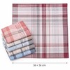 6-Piece Men's Plaid and Striped Handkerchief Set – Classic Polyester-Cotton