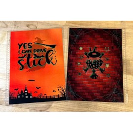 Handmade Witch "Yes I drive Stick" Cover Set 4 use w/ Erin Condren A5 Coil Spiral Planner