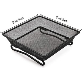 2 Pack 8" x 8" Railing Bird Feeder Tray for Balcony/Deck/Porch Platform Bird Seed Tray with 2 Elastic Rope Ground Mesh for Garden Backyard Outside Wild Birds or Squirrels