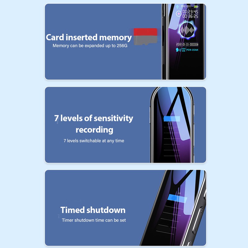 Digital Voice Recorder Noise Reduction AI Smart Omnidirectional Voice Control