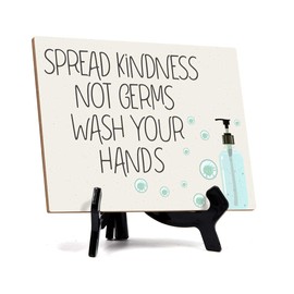 Signs ByLITA Spread Kindness Not Germs Wash Your Hands, Hygiene Table Sign, 6" x 8" (White)