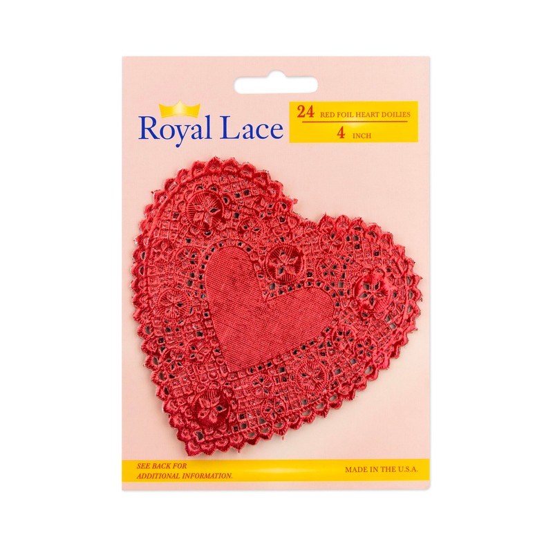 Hygloss Products Heart Foil Paper Doilies - Decorative, Multi-Pack (4"