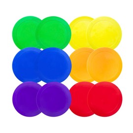 Ace Creations 9 Inch Poly Vinyl Spot Markers – for Training and Drills – Set of 12 – Two of Each Red, Green, Orange, Purple, Blue, and Yellow