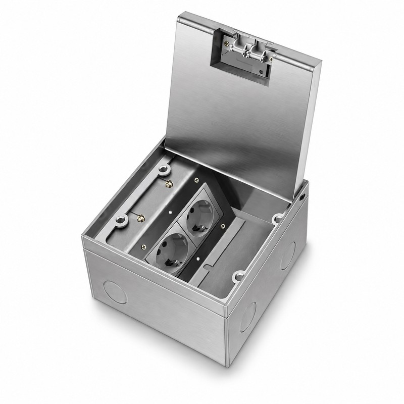 Square Metal Hidden Floor Socket Box with Multiple Outlet Configurations