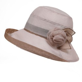 [Afindern] Senior Hat, Women's Hat, Sun Hat, Grandma Bucket Hat, Floral Decoration, Stylish, Elegant, Wide Brim, Small Face Effect, UV Protection, Mom, Middle-Aged, Elderly, Present, Outing, Walking,