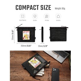 TACTICAL GEEK Storage A1 Series Sunizumi Shoten Collaborative EDC Organizer Bag, Comic Style Semi-Transparent Nylon Mesh Storage Bag, for Organizing Digital Tools, Sa 12-Black, EDC Storage Bag