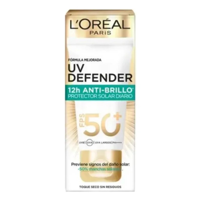 Oréal Paris Protector Solar Defender Anti Fotoenvejecimiento Brillo Fps50 40g