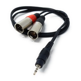 DRUT 1m 3.5mm Stereo Jack to 2 x XLR Male Plugs For PC, Phone, MP3 to Mixer Cable Lead (3.3ft)