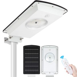 Solar Street Lights Outdoor Motion Sensor Dusk to Dawn Integrated Cool White(6000K) Warm White(3000K) Switchable Dimmable Time Setting Solar Powered Security Light for Path Driveway Garden Parking Lot
