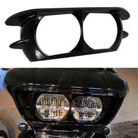 HCmotorku Motorcycle Headlamp Headlight Trim Cover Bezel Fit for Harley Touring Road Glide 2015-2022 Black
