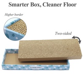 Vivaglory Reversible Cat Scratcher Cardboard with Box, Cat Scratching Pad Kitty Corrugated Sofa Lounge, Catnip Included, 3 Pack, Regular