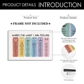 Feelings Vocabulary Poster, Words For My Fellings Chart, Emotional Self Regulation Education, Social Emotional Learning,Calming Corner Classroom Children's Room Decoration 12x16in Unframed