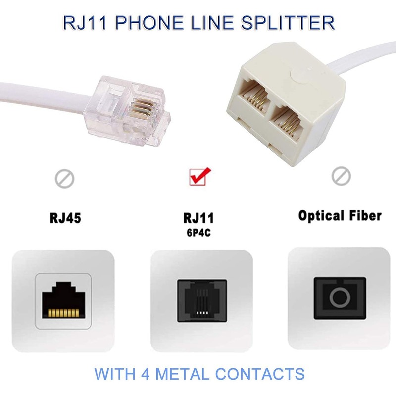 KEWAYO 2PCS Telephone Splitter, RJ11 Male to Female Two Way