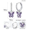 Birthstone Butterfly Hoop Earrings - 925 Sterling Silver February Birthstone