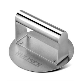 HULISEN Stainless Steel Burger Press, Burger Smasher for Griddle, 5.5 Inch Round Hamburger Grill Press for Flattening Hamburger Patty, Smashing Burger, Flat Top Grill Cooking Tool, Dishwasher Safe
