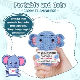 Hudiegify Daughter Gifts from Mom, Tiny Elephant Crochet Dolls for Teen Girl Gift Trendy Stuff, Teen Girl Daughter Birthday Gifts, Birthday Gifts for Daughter