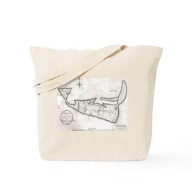 CafePress Vintage Map Of Nantucket (1782) Tote Bag Reusable Natural Beige Canvas Shopping Bag