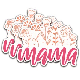 (3Pcs) Mama and Flower Sticker Mom Sticker Motivational Quote Decal Waterproof Vinyl Stickers Adult for Laptop Kindle Car Tumbler Water Bottle Mug Phone Notebook Size 3”x2.5”
