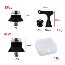 GIONAR Football Boots Screw Stud Set 13 mm / 16 mm Plastic Replacement Studs with Special Key and Storage Box Soccer Studs M5 for Football and Rugby Shoes Pack of 12, black