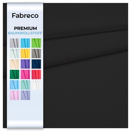 Fabreco - 100% Premium Cotton Fabric Sold by the Metre Plain 0.5 m x 160 cm | 220 g/running metre - Soft, Durable & Skin-Friendly | Fabrics for Sewing & Decoration | Fabric | Black