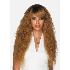 Amore Mio Hair Collection's AW-VIVIAN, Long Spanish Wavy EVERYDAY WIG with Fridged Bang, Color FS4/30