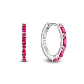 Starchenie Gemstone Huggie Hoop Earrings 925 Sterling Silver Birthstones July Ruby Jewelry Gift for Women