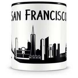 Samunshi® San Francisco Skyline Coffee Cup / Tea Cup Height 95 mm / D 82 mm Black