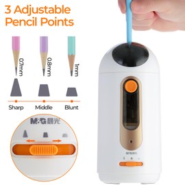 M&G Electric Pencil Sharpener for Colored Pencils, Astronaut Auto in/Out & Rechargeable, USB/Battery Operated for 6.5-11mm Pencils, Auto Stop, Home Classroom Office (White)