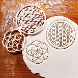 BAKERLOGY Set of 2 Sacred Geometry Cookie Cuttes (Designs: Flower of Life and Seed of Life)