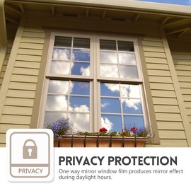 KESPEN One Way Mirror Window Film Daytime Privacy, Non-Adhesive Anti UV Heat Control Reflective Window Tint for Home Office Static Cling Vinyl, Silver, 17.5 Inch X 6.5 Feet