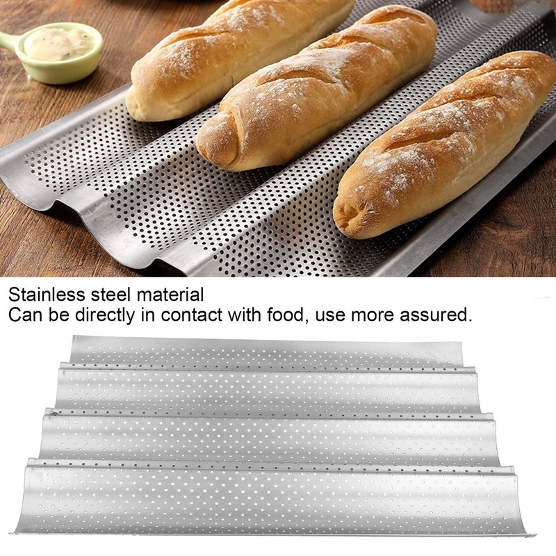 Perforated Baguette Pans Stainless Steel Baking Tray for French Baguette