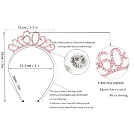 MIOSJI 60th Birthday Sash and Birthday Crown Crystal Tiara for Women 60th Birthday Decorations Birthday Gift Party Accessories (Rose Gold)